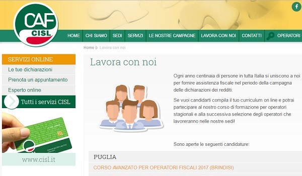 Operatori stagionali nei CAF in Puglia